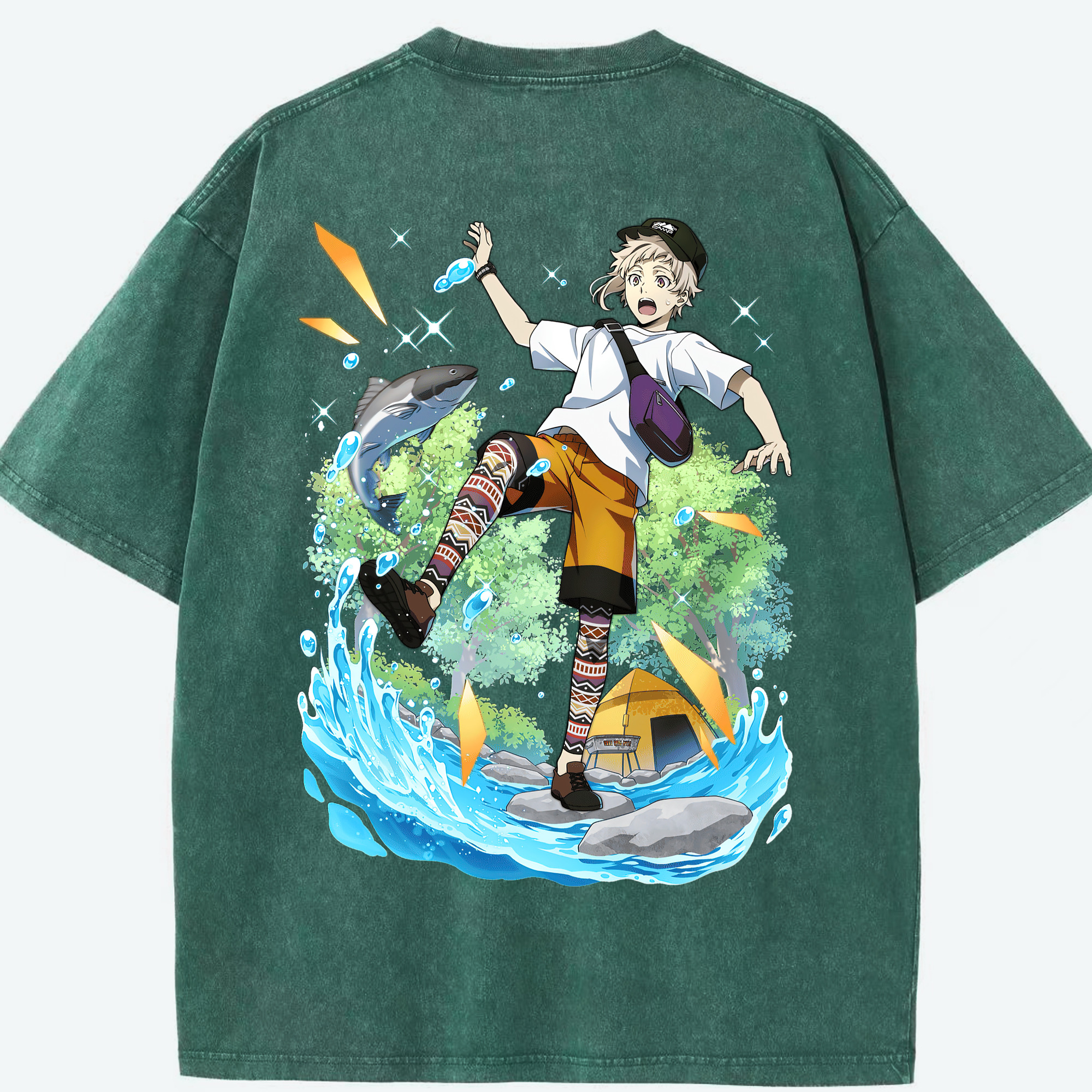 （画像用） 文豪ストレイドッグス Bungo Stray Dogs 綿100% ヴィンテージ風 半袖Tシャツ（背面プリント）
